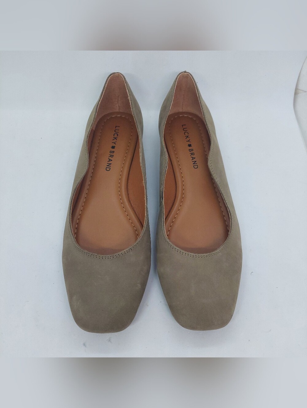 Lucky Brand Dellie Ballet Flats Tan Suede Leather Women's Size 8M Casual Shoes